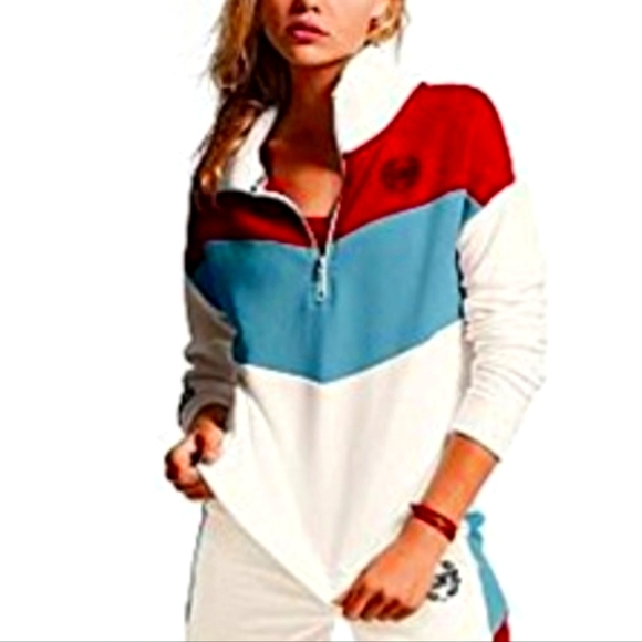 Victoria's Secret PINK Women's Sweatshirt 1/4 Zip Size Medium LOVE PINK logo - Picture 1 of 12